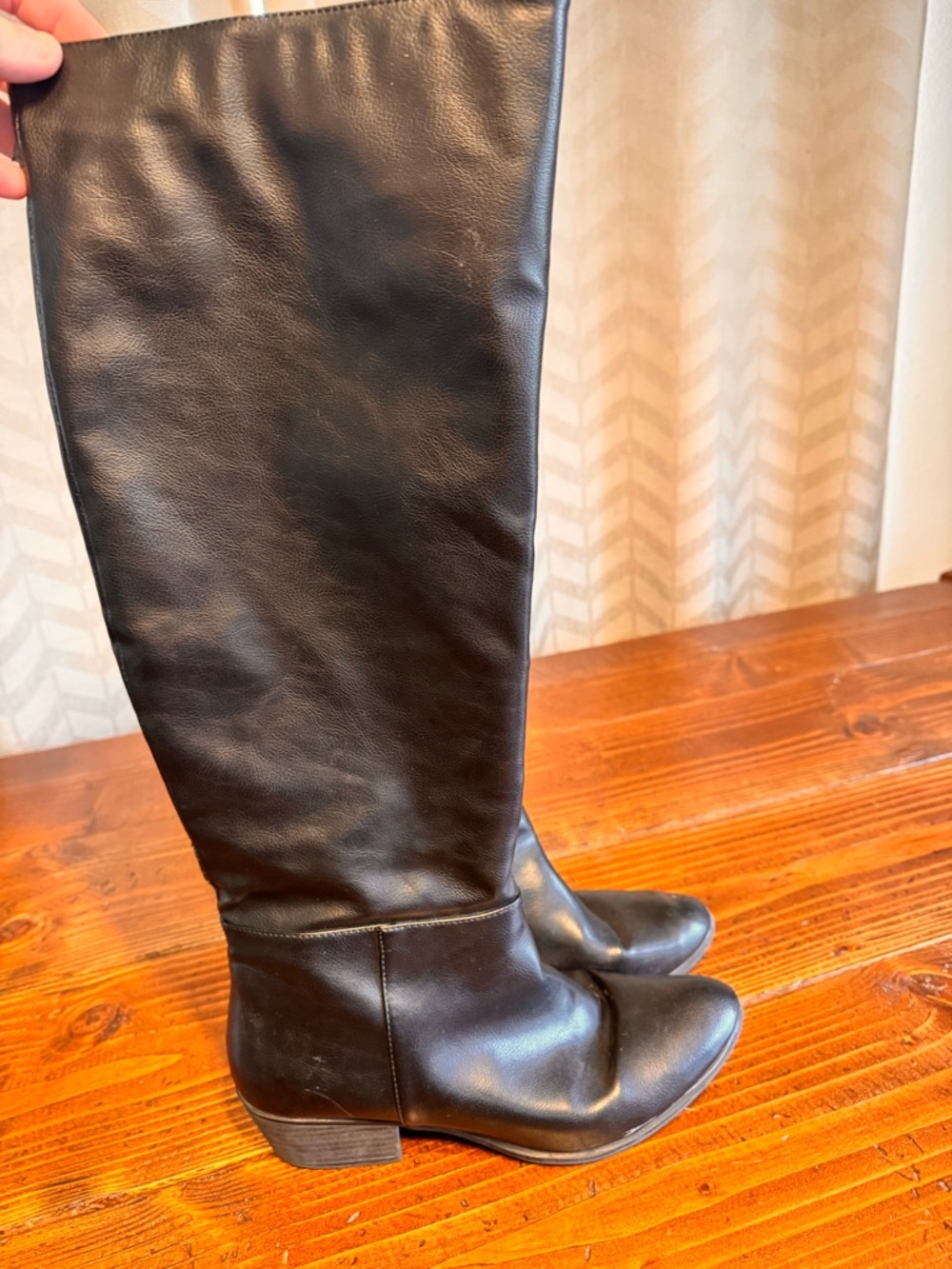 Esprit women’s knee high black leather boots
